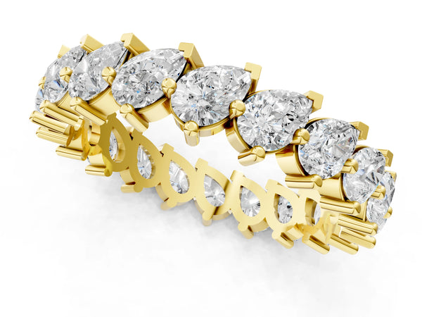 Yellow gold Pear Diamond Full Eternity Band with Shared Prong Setting
