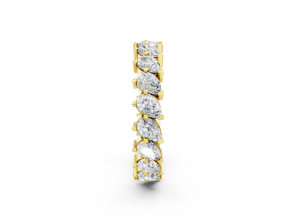 Yellow gold Pear Diamond Full Eternity Band with Shared Prong Setting