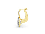 Yellow gold Pear Diamond Halo Leverback Drop Earrings with Round Diamond Accents_1