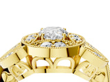 Yellow gold Pear Diamond Milgrain Marquise Filigree Engagement Ring with Prong Setting_10