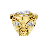 Yellow gold Pear Diamond Milgrain Marquise Filigree Engagement Ring with Prong Setting_11