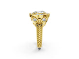 Yellow gold Pear Diamond Milgrain Marquise Filigree Engagement Ring with Prong Setting_8