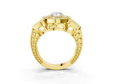 Yellow gold Pear Diamond Milgrain Marquise Filigree Engagement Ring with Prong Setting_9