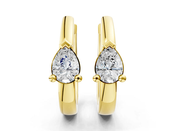 Yellow gold Pear Diamond Mini Huggie Hoop Earrings