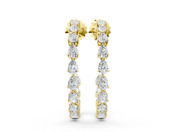 Yellow gold Pear Diamond Open Hoop Earrings