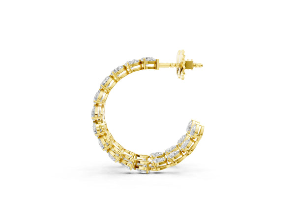 Yellow gold Pear Diamond Open Hoop Earrings
