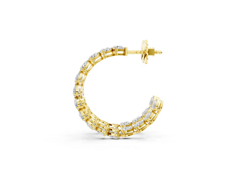 Yellow gold Pear Diamond Open Hoop Earrings_1