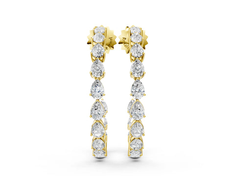 Yellow gold Pear Diamond Open Hoop Earrings