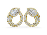 Yellow gold Pear Diamond Open Teardrop Stud Earrings