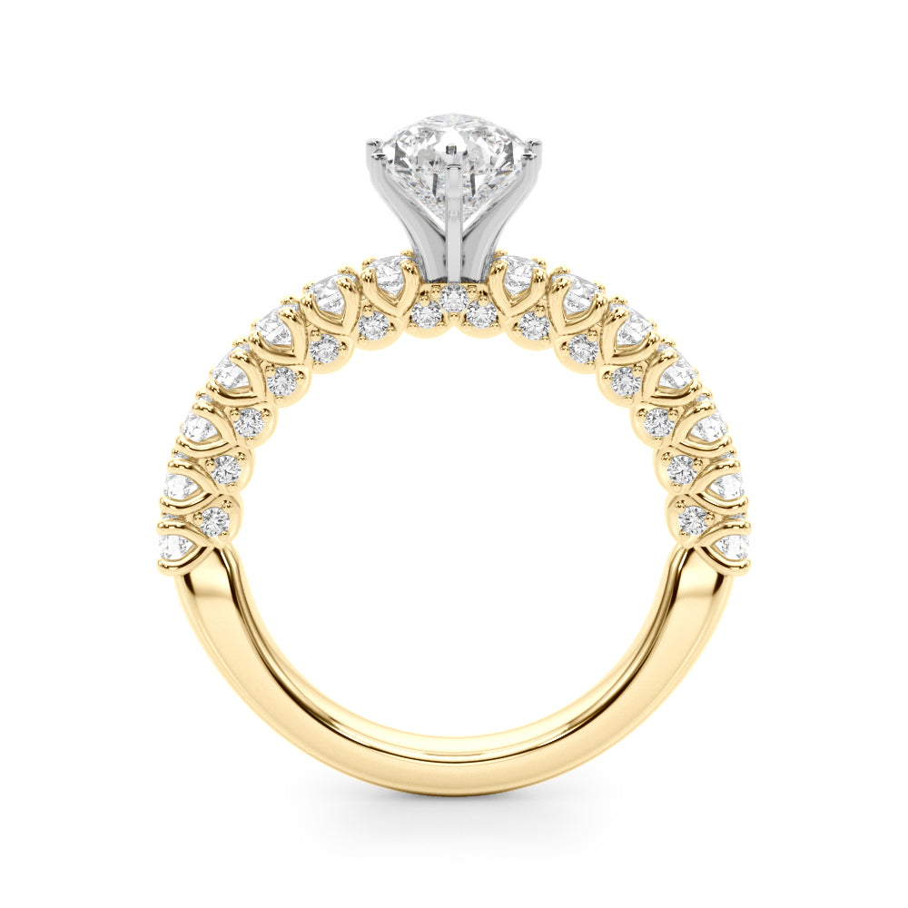 Yellow gold Pear Diamond Pavé Band Solitaire Ring with Four-Prong Setting 2