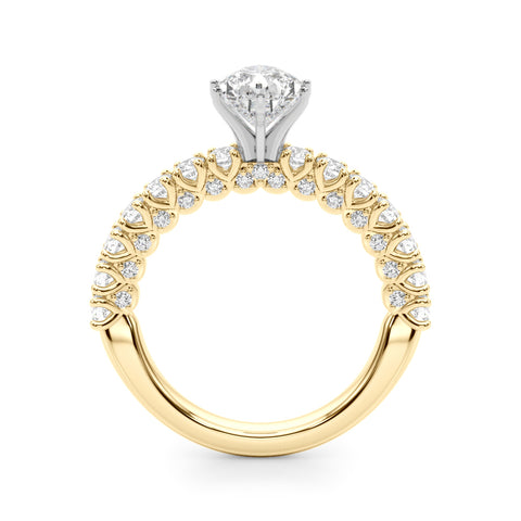 Yellow gold Pear Diamond Pavé Band Solitaire Ring with Four-Prong Setting 2