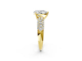 Yellow gold Pear Diamond Pavé Band Solitaire Ring with Four-Prong Setting_51