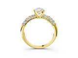 Yellow gold Pear Diamond Pavé Band Solitaire Ring with Four-Prong Setting_52
