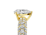 Yellow gold Pear Diamond Pavé Band Solitaire Ring with Four-Prong Setting_54