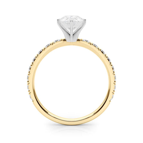 Yellow gold Pear Diamond Pavé Band Solitaire with Four-Prong Setting 2