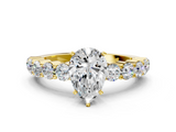 Yellow gold Pear Diamond Pavé Band Solitaire with Four-Prong Setting_16