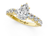 Yellow gold Pear Diamond Pavé Band Solitaire with Four-Prong Setting_17