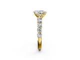 Yellow gold Pear Diamond Pavé Band Solitaire with Four-Prong Setting_18