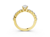 Yellow gold Pear Diamond Pavé Band Solitaire with Four-Prong Setting_19
