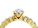 Yellow gold Pear Diamond Pavé Band Solitaire with Four-Prong Setting_20