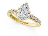 Yellow gold Pear Diamond Pavé Band Solitaire with Four-Prong Setting_205