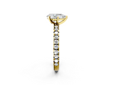 Yellow gold Pear Diamond Pavé Band Solitaire with Four-Prong Setting_206
