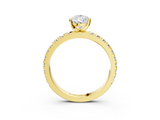 Yellow gold Pear Diamond Pavé Band Solitaire with Four-Prong Setting_207