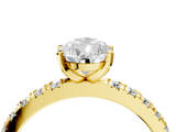 Yellow gold Pear Diamond Pavé Band Solitaire with Four-Prong Setting_208