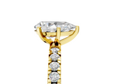 Yellow gold Pear Diamond Pavé Band Solitaire with Four-Prong Setting_209