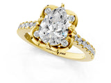 Yellow gold Pear Diamond Pave Band with Floral Prong Setting_28