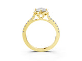 Yellow gold Pear Diamond Pave Band with Floral Prong Setting_30