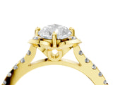 Yellow gold Pear Diamond Pave Band with Floral Prong Setting_31