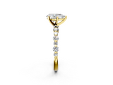 Yellow gold Pear Diamond Prong Set Engagement Ring with Pave Band_205