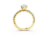 Yellow gold Pear Diamond Prong Set Engagement Ring with Pave Band_206