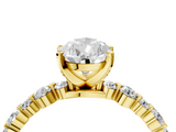 Yellow gold Pear Diamond Prong Set Engagement Ring with Pave Band_207