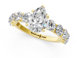 Yellow gold Pear Diamond Prong Setting with Side Stones on a Pave Band_147