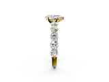 Yellow gold Pear Diamond Prong Setting with Side Stones on a Pave Band_148