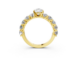 Yellow gold Pear Diamond Prong Setting with Side Stones on a Pave Band_149