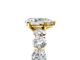 Yellow gold Pear Diamond Prong Setting with Side Stones on a Pave Band_151