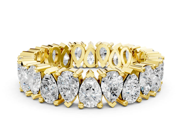 Yellow gold Pear Diamond Shared Prong Eternity Band