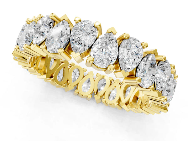 Yellow gold Pear Diamond Shared Prong Eternity Band