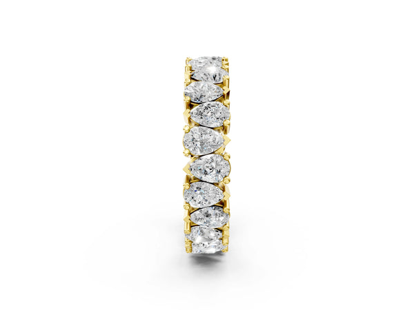 Yellow gold Pear Diamond Shared Prong Eternity Band