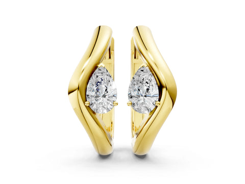 Yellow gold Pear Diamond Silhouette Hoop Earrings