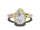 Yellow gold Pear Diamond Solitaire Ring with Shared Prong Pavé Band_54