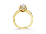 Yellow gold Pear Diamond Solitaire Ring with Shared Prong Pavé Band_57
