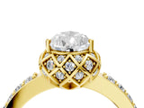 Yellow gold Pear Diamond Solitaire Ring with Shared Prong Pavé Band_58