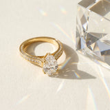 Yellow gold Pear Diamond Solitaire with Pave Band and Six-Prong Setting_15