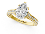Yellow gold Pear Diamond Solitaire with Pave Band and Six-Prong Setting_33