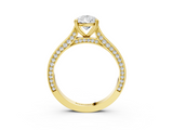 Yellow gold Pear Diamond Solitaire with Pave Band and Six-Prong Setting_35