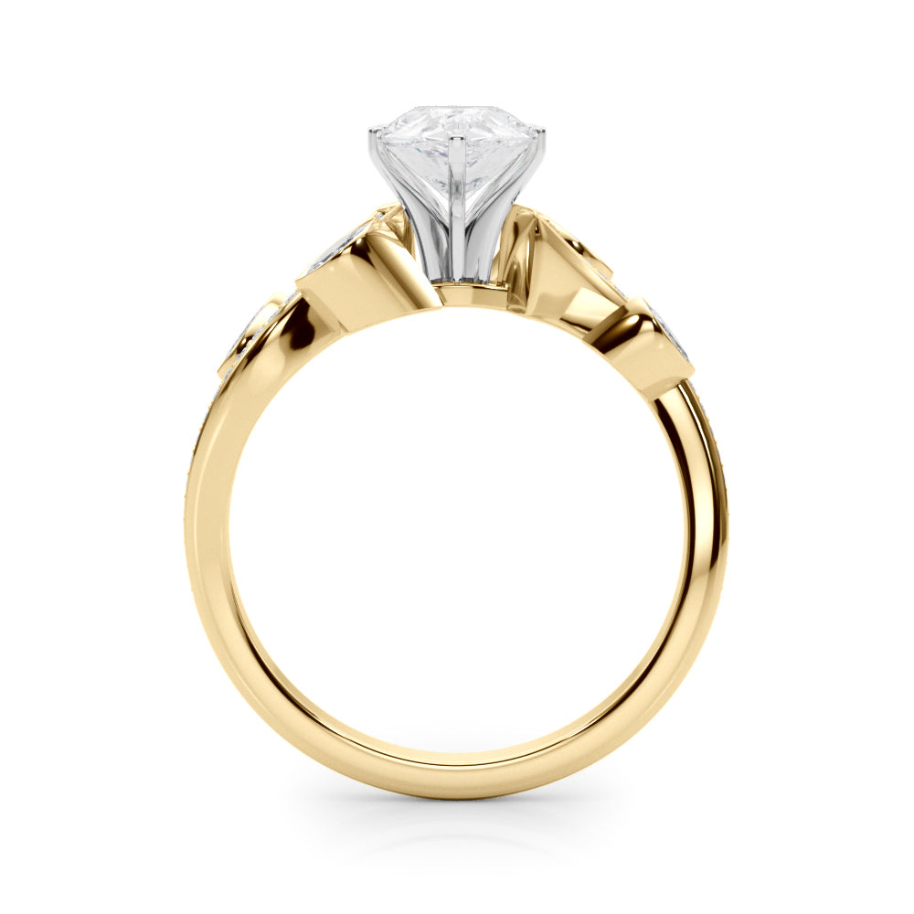 Yellow gold Pear Diamond Swirl Band with Prong Setting 2